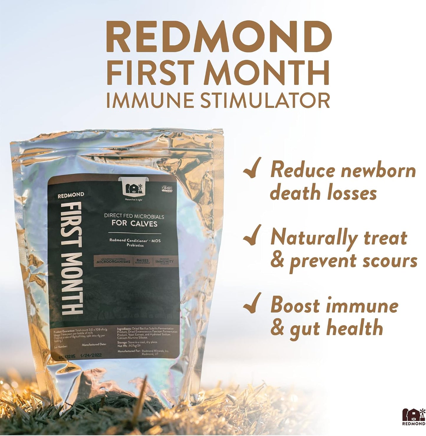 Redmond First Month - Calf Immune Stimulator and Scour Treatment - 5 lb - görsel 3