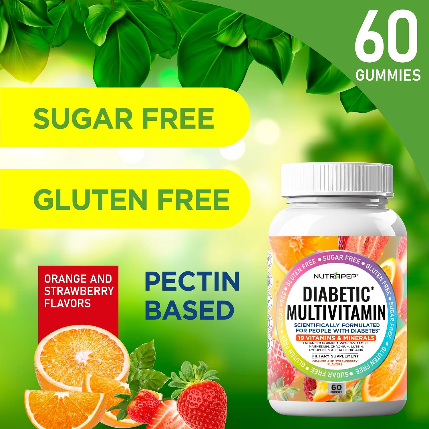 NutraPep Premium Diabetic Multivitamin Chewable Gummies for Women & Men – Sugar-Free & Gluten-Free - görsel 6