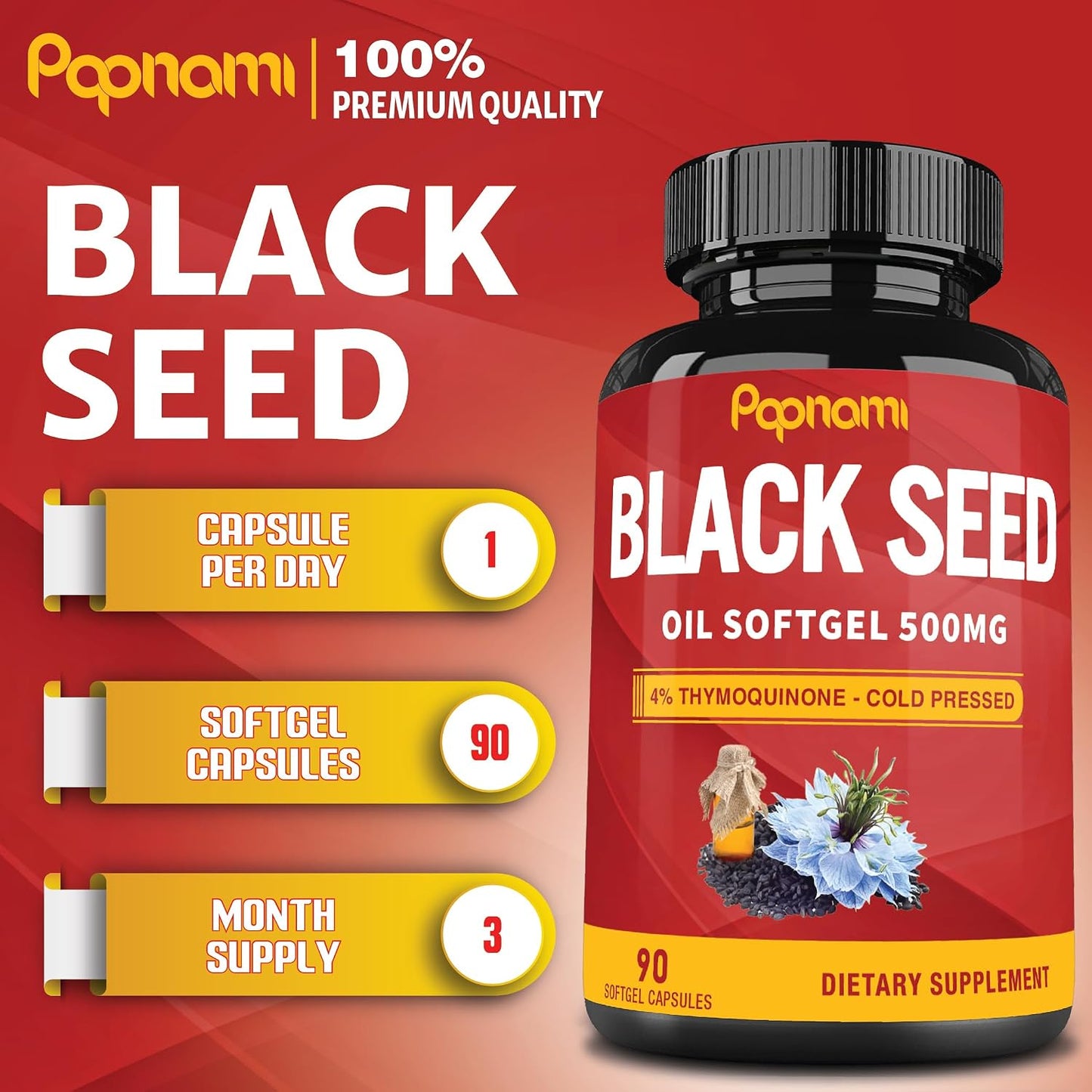 Papnami Premium Black Seed Oil Softgels – 90 Capsules (3-Month Supply) - görsel 2