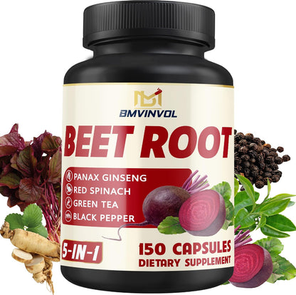 BMVINVOL Beetroot, Green Tea, Red Spinach, Ginseng, Black Pepper - 150 Capsules