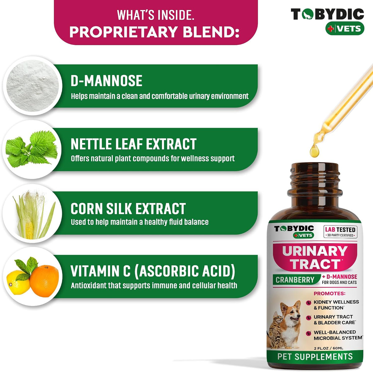 Cat & Dog Urinary Tract Support with Cranberry & D-Mannose – Natural Supplement for Feline and Canine Kidney and Bladder Health - görsel 3