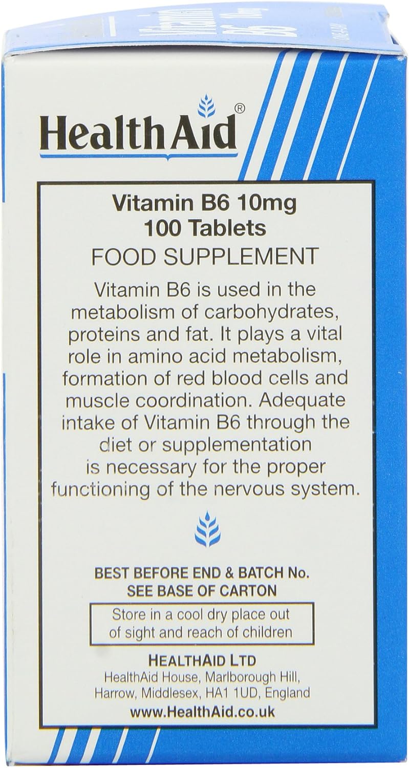 HealthAid Vitamin B6 (Pyridoxine HCl) 10mg - 100 Tablets - görsel 2