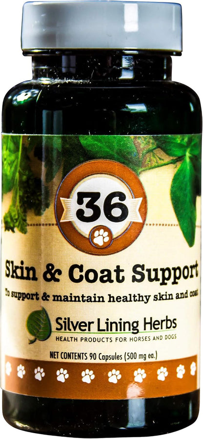 Silver Lining Herbs 36 Dog Skin & Coat Support – Herbal Supplement for Dogs, 90 Capsules