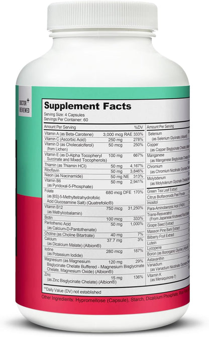 Lively Vitamin Co. Multivitamin - 37 Vitamins, Minerals and Extracts - 240 Vegetarian Capsules