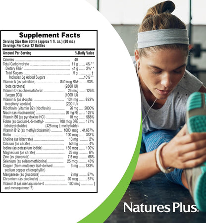 NaturesPlus Source of Life GOLD Liquid Multi Shot - 30 ml (1 fl oz), Case of 12 - Tropical Fruit Flavour - Provides Nutrients from 100+ Fruits and Vegetables - 12 Servings