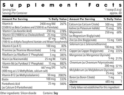 Metabolic Maintenance Vitamin Mineral Base Powder - Comprehensive Multivitamin Powder - Active B Vitamins & Chelated Minerals - High Absorption Nutritional Support - 60 Servings - 11 oz (312 g)