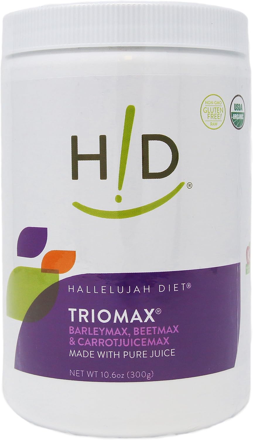 Hallelujah Diet TrioMax – Superfood Vitamin & Antioxidant Blend, Pure Juice Powder Supplement, Organic, Gluten-free, Vegan, 30 Servings, Large - görsel 1