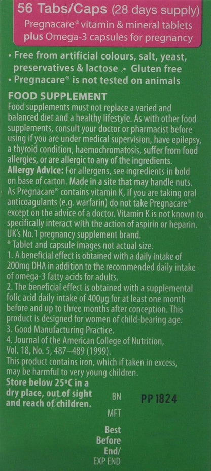 Vitabiotics Pregnacare Plus Multivitamin Tablets, 56 Tablets (Pack of 2)