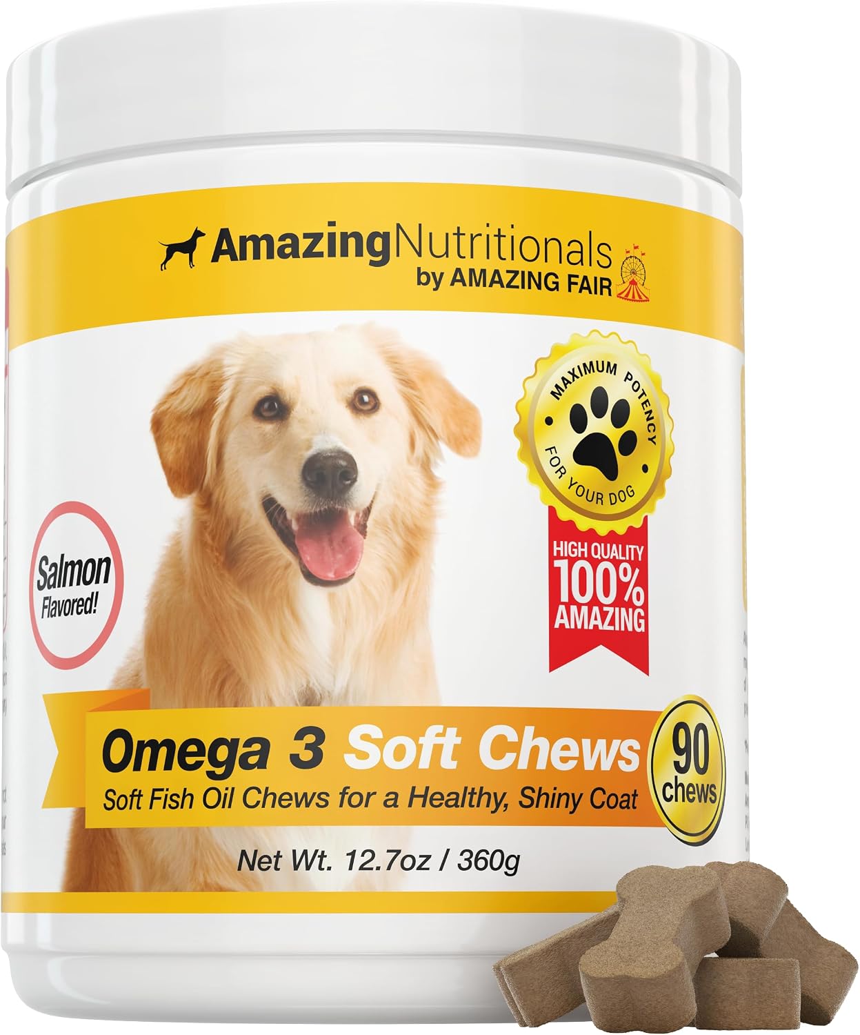 Amazing Omega-3 for Dogs - Fish Oil Supplement 90 Salmon Soft Chews - görsel 1