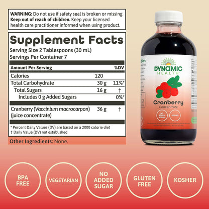 Dynamic Health Pure Cranberry Juice Concentrate, Unsweetened, 237ml