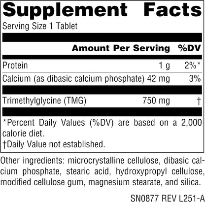 Source Naturals TMG, Trimethylglycine (Anhydrous Betaine) - 750 mg - 120 Vegetarian Tablets