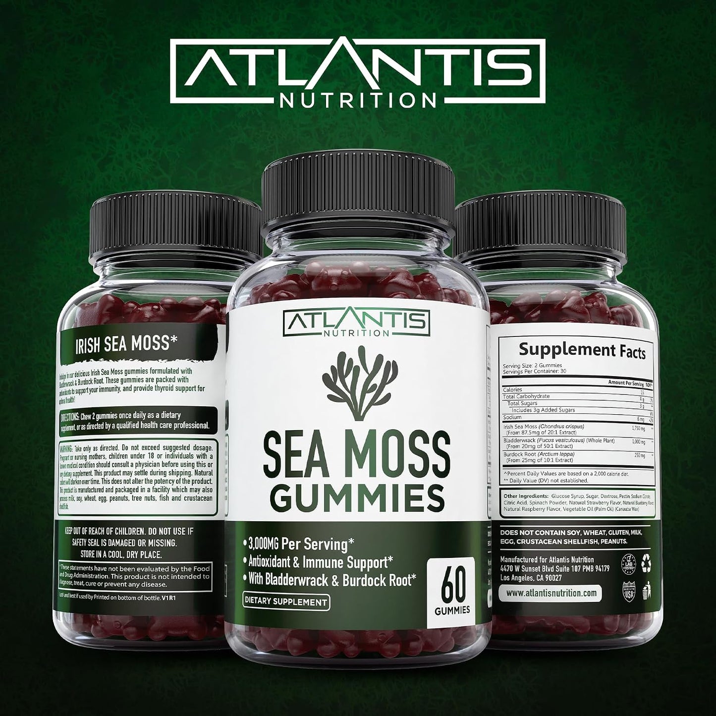 Irish Sea Moss Gummies - 3000mg - Sea Moss, Bladderwrack & Burdock Root - Antioxidant Superfood Supplement, 60 Gummies - görsel 6