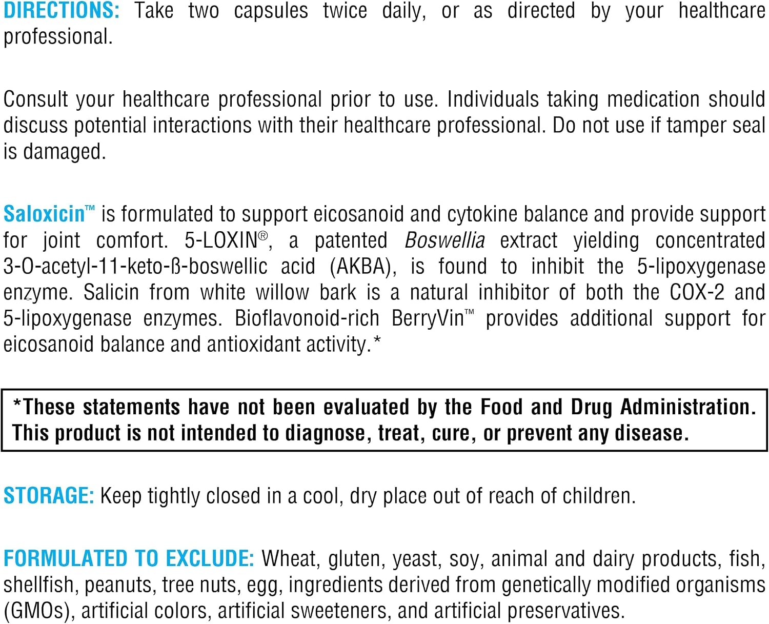 XYMOGEN Saloxicin - Antioxidant Support Food Supplement - Grape Seed Extract, Pomegranate Fruit & Cranberry - White Willow Bark & Boswellia Extract - 120 Capsules - görsel 6