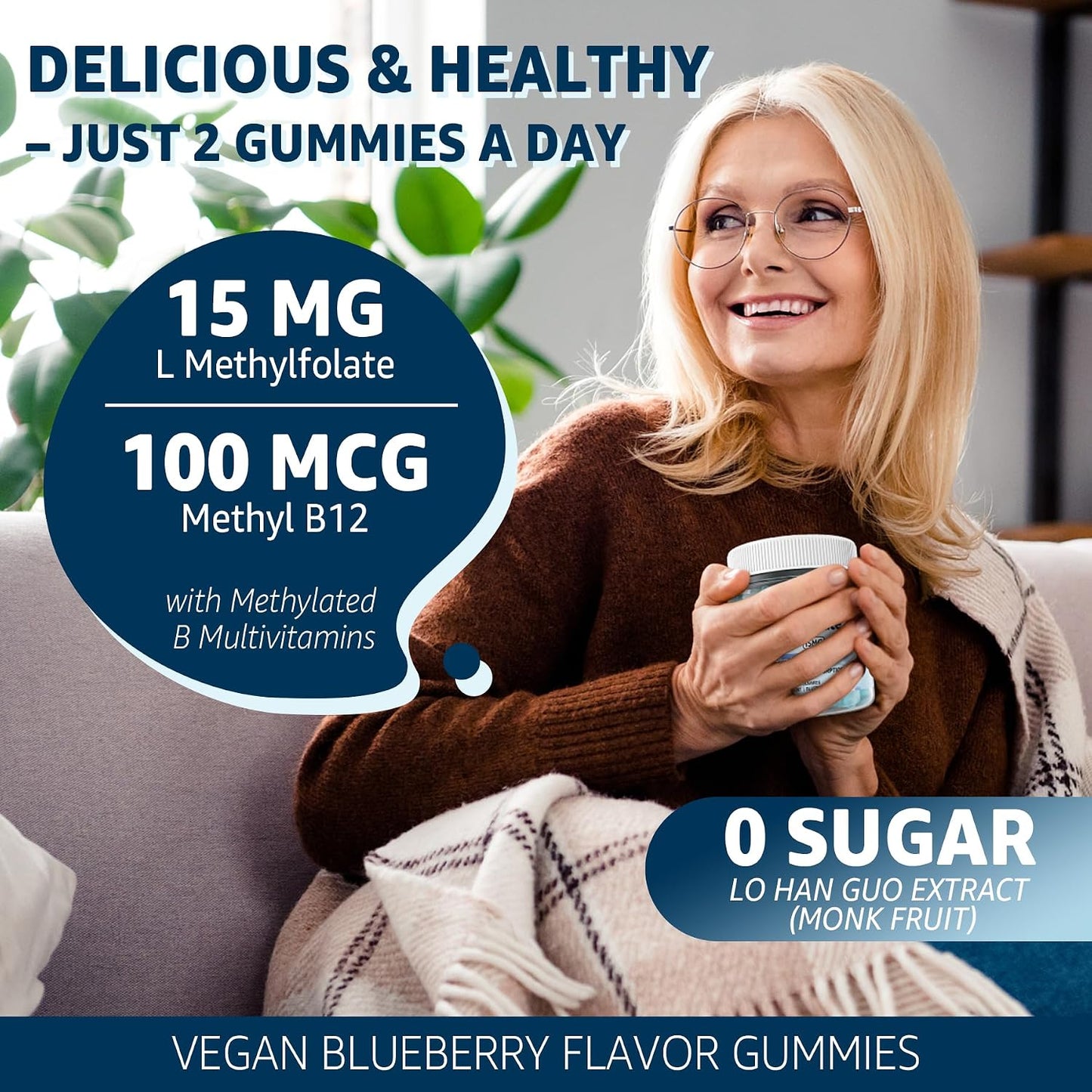 L-MethylFolate 15mg & Methyl B12 Gummies - Methylated B1, B2, B6 Multivitamins - Active 5-MTHF - Supports MTHFR & Homocysteine Levels - Vegan, 120 Count - görsel 6