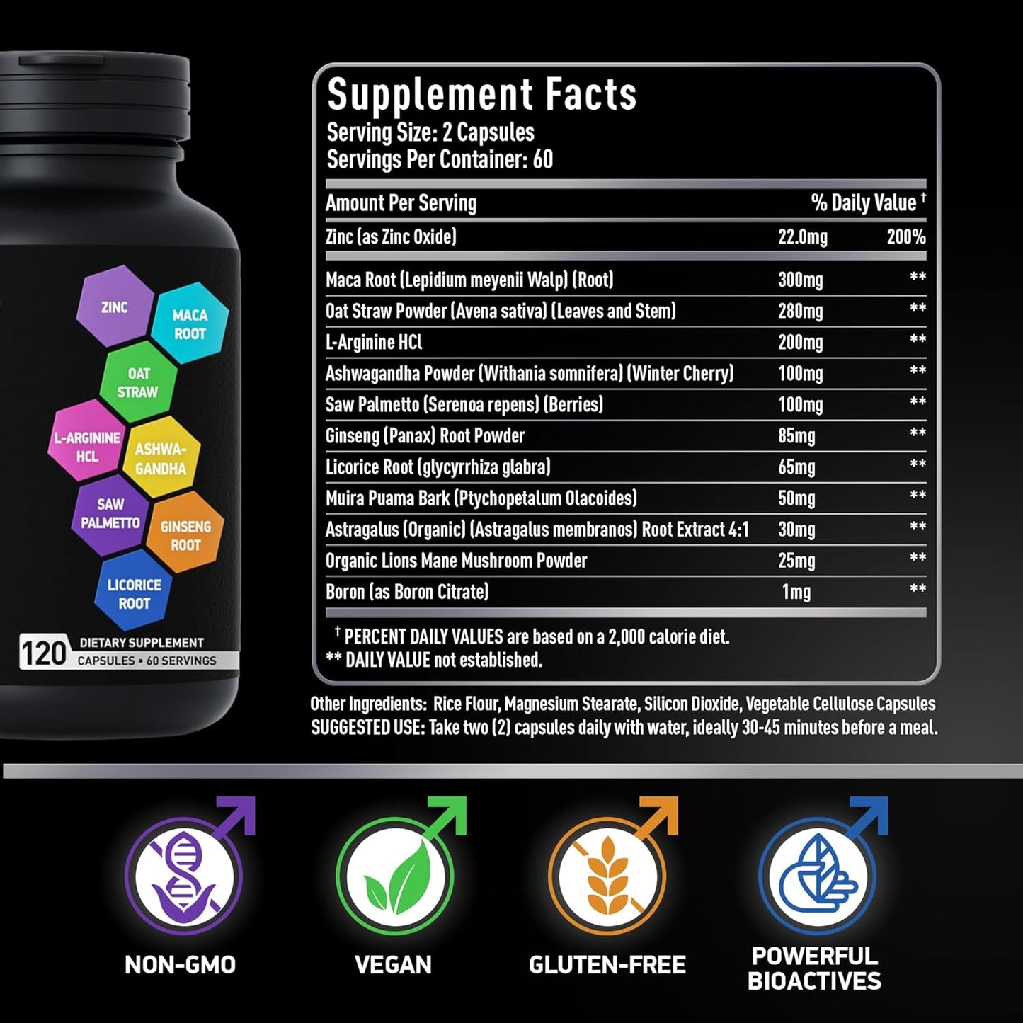 Fertility Supplements for Men with Zinc, Maca, Ashwagandha – Male Vitality and Conception Support – 120 Capsules - görsel 5