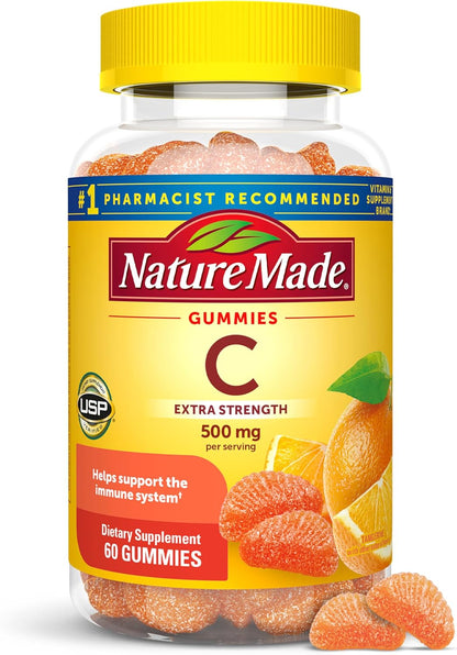 Nature Made Extra Strength Vitamin C 500 mg Gummies, 60 Count (Pack of 2)