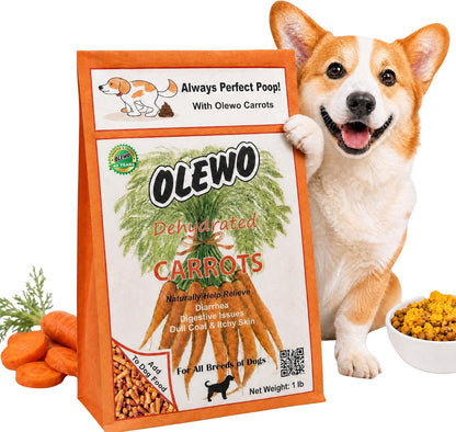 Olewo Original Carrots for Dogs – Fibre for Firm Stools, Dehydrated Dog Food Toppers for Fussy Eaters, Natural Skin & Coat Support, Multivitamin, Probiotics for Digestive & Gut Health, 454 g