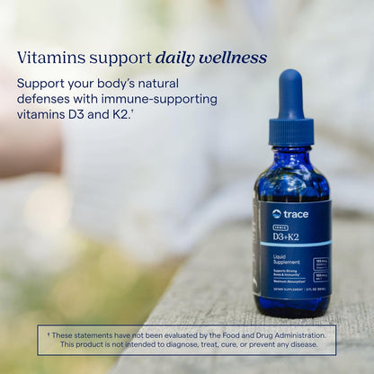 Trace Minerals Liquid Ionic Vitamin D3 + K2 - 125 mcg (5,000 IU) D3, 100 mcg K2, Concentrated Food Supplement, 2 fl oz (296 Servings)