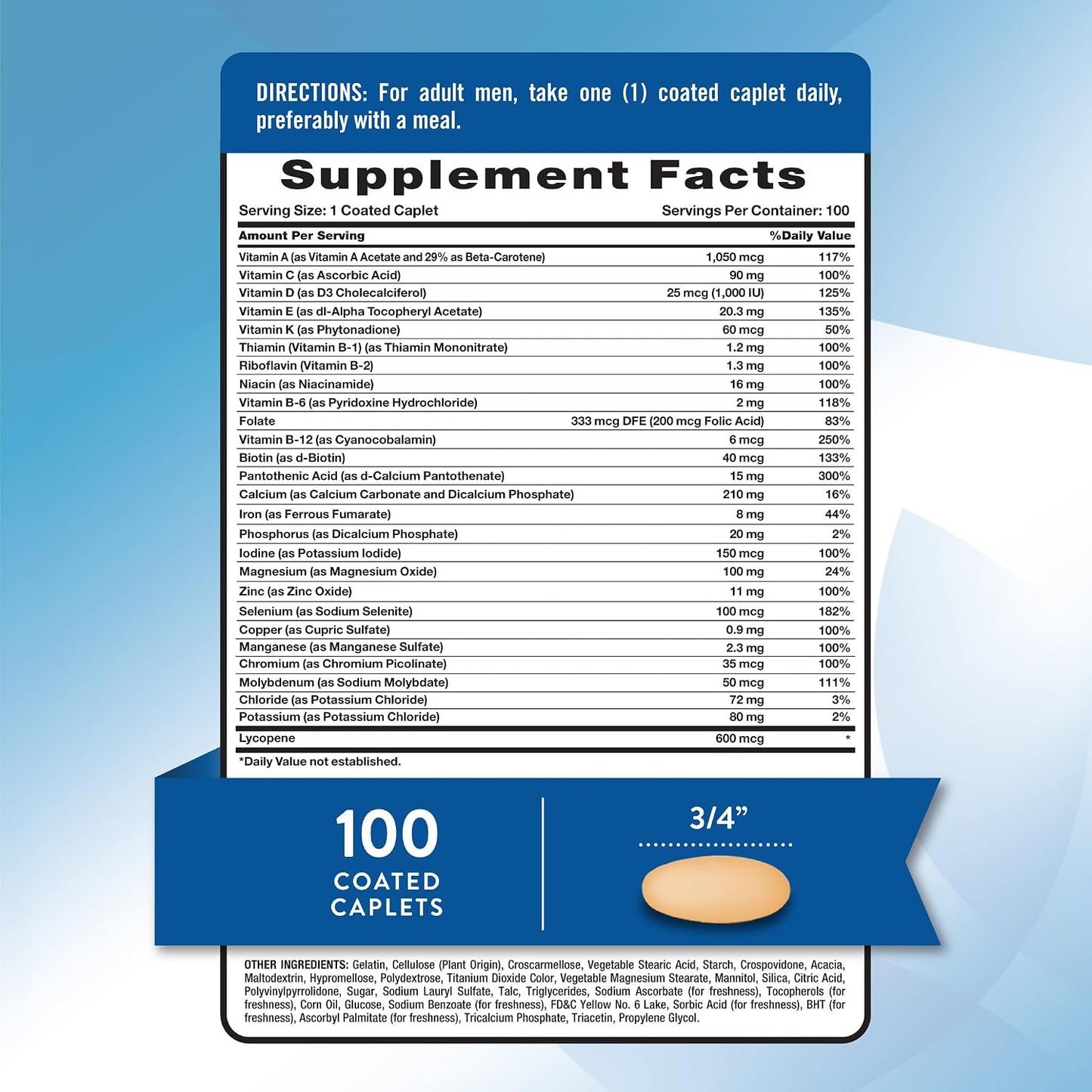 Nature's Truth Multivitamin for Men with Iron, Vitamins A, C, D & E - 100 Tablets - görsel 2