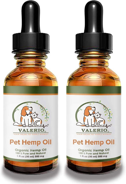 Valerio Pets Hemp Oil for Dogs and Cats - 1 Oz - Hemp Oil Drops with Omega Fatty Acids - Hip and Joint Support and Skin Health