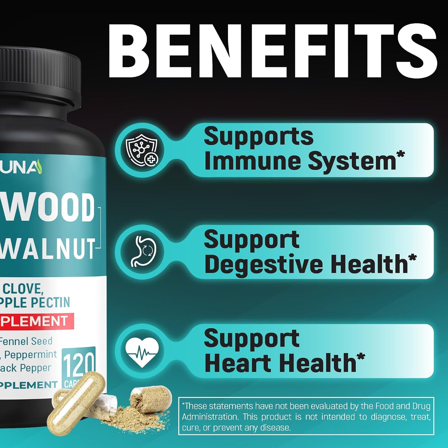 Wormwood Extract Capsules with Black Walnut Leaves & Quassia - 120 Capsules - görsel 6