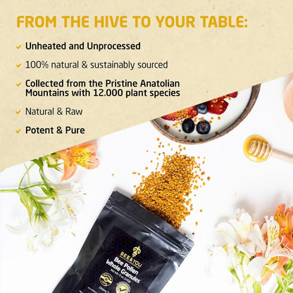 BEE and You Bee Pollen Granules, 142 g - 100% Pure Natural Supplement