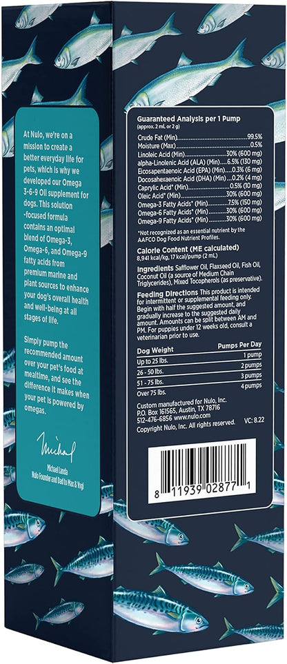 Nulo Omega 3-6-9 Fish Oil for Dogs and Puppies, Supports Skin & Coat Health, Joint Health, Heart Health, 473 ml