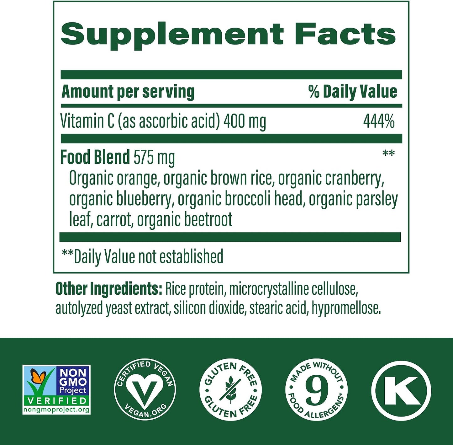 MegaFood Ultra C 400 mg – Vegan Vitamin C Immune Support Supplement with Real Food – 90 Tablets - görsel 2