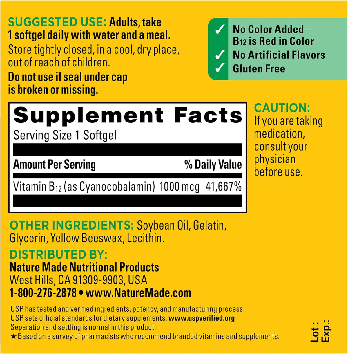 Nature Made Vitamin B12 1000 mcg, 90 Softgels - görsel 8