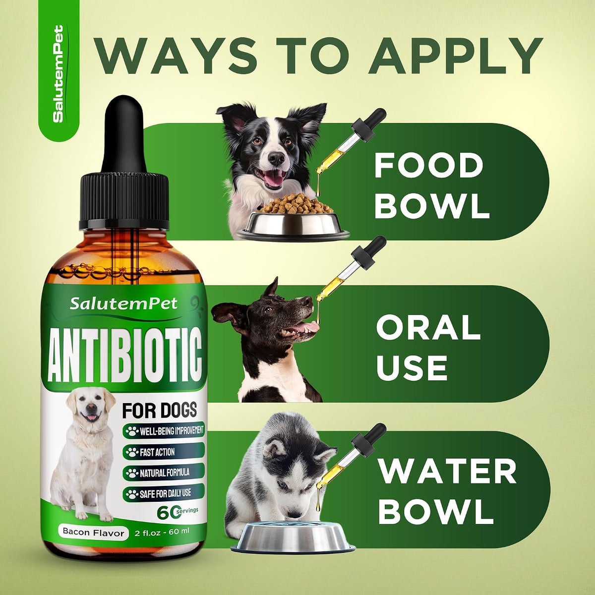 Natural Antibiotics for Dogs and Puppies – Herbal Ingredients – Bacon Flavour – 2 oz Liquid - görsel 5