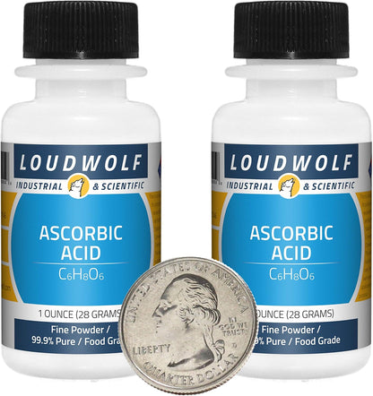 Ascorbic Acid (Vitamin C) Fine Powder - 99.9% Pure Food Grade, 2 Bottles (28 g Each, Total 56 g)
