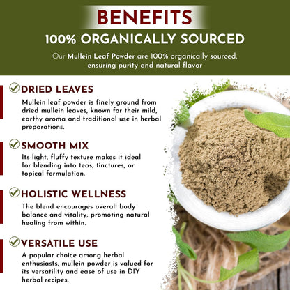 Organic Way Mullein Leaf Powder – European Wild-Harvest, EU Organic, Kosher (57 g)