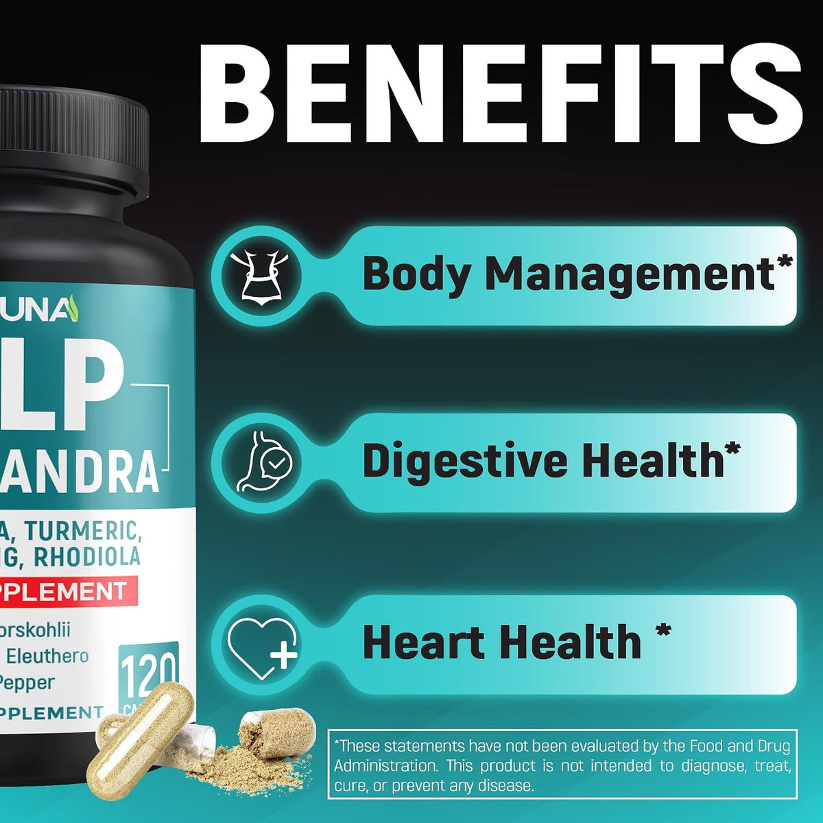 Kelp Extract Capsules with Schisandra, Ashwagandha, Turmeric & More - 120 Capsules - görsel 5