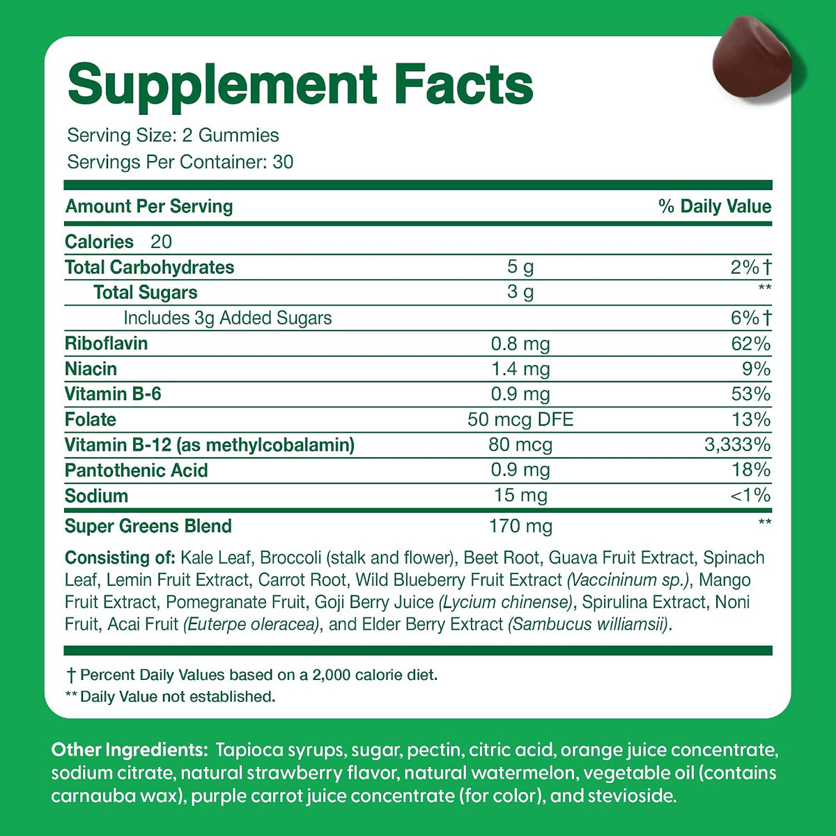 Feel Great Super Green Gummies for Kids – Vegan Fruit and Vegetable Gummy Multivitamin, 60 Count - görsel 5