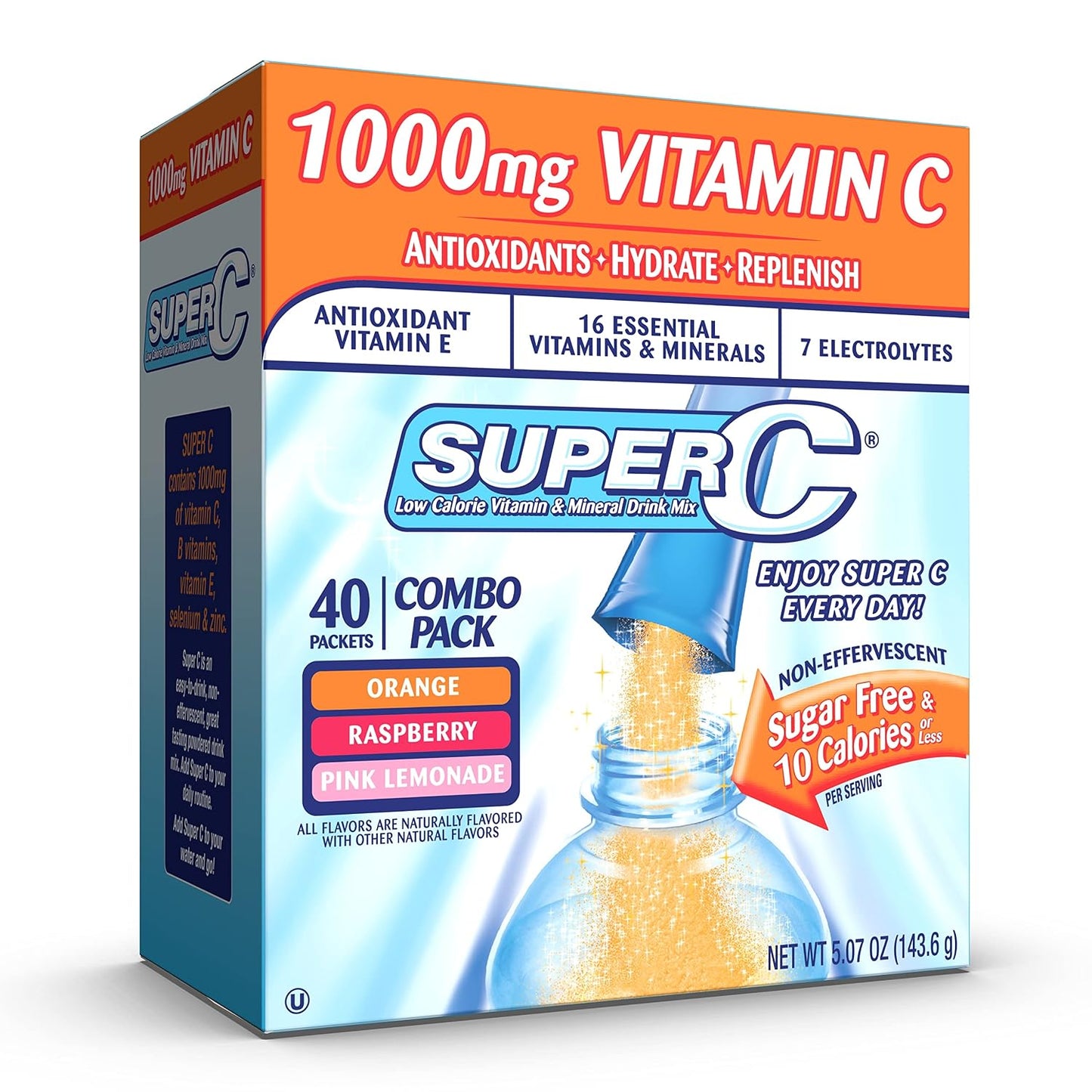 Super C Vitamin & Mineral Drink Mix, Orange, 72 Single-Serve Packets - görsel 10