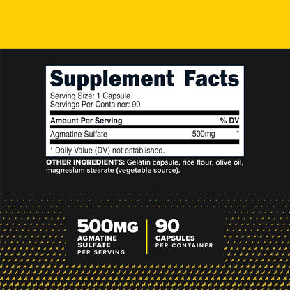 Primaforce Agmatine Sulphate 500mg, 90 Capsules – Non-GM, Gluten-free Supplement
