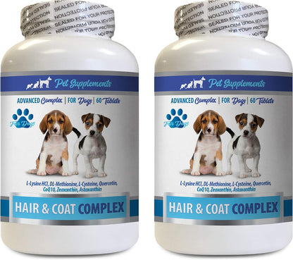 Dog Itch & Allergy - Hair and Coat Complex - Skin Relief - Immune Support - Vitamins and Minerals - Dog Vitamin Powder - 2 Bottles (120 Treats)