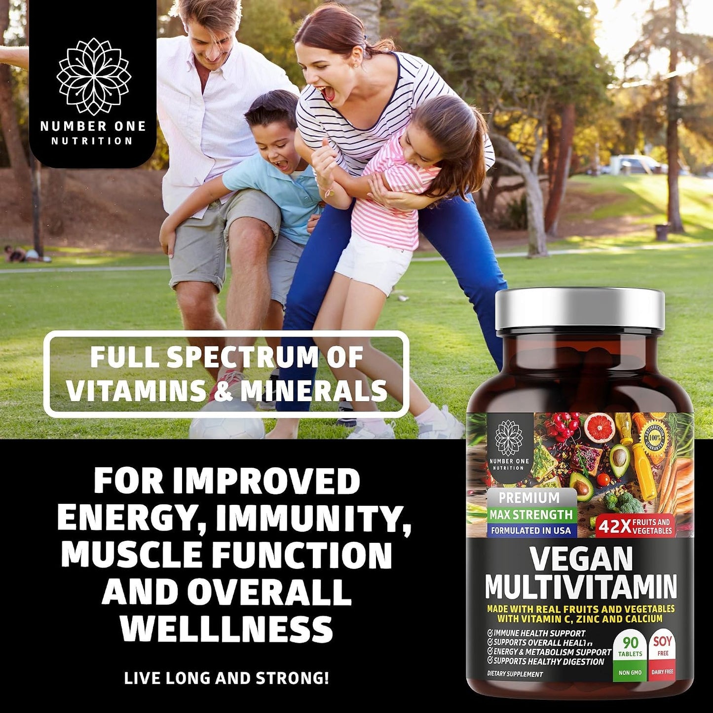 N1N Premium Plant Based Multivitamin - 42 Powerful Ingredients - Men and Women - 90 Tablets - görsel 4