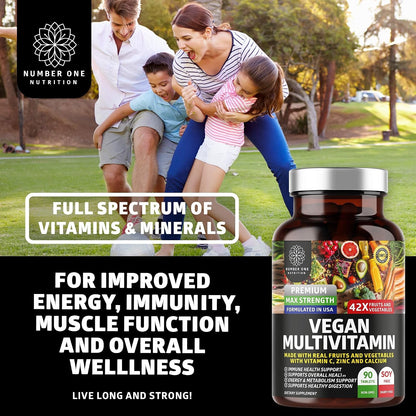 N1N Premium Plant Based Multivitamin - 42 Powerful Ingredients - Men and Women - 90 Tablets