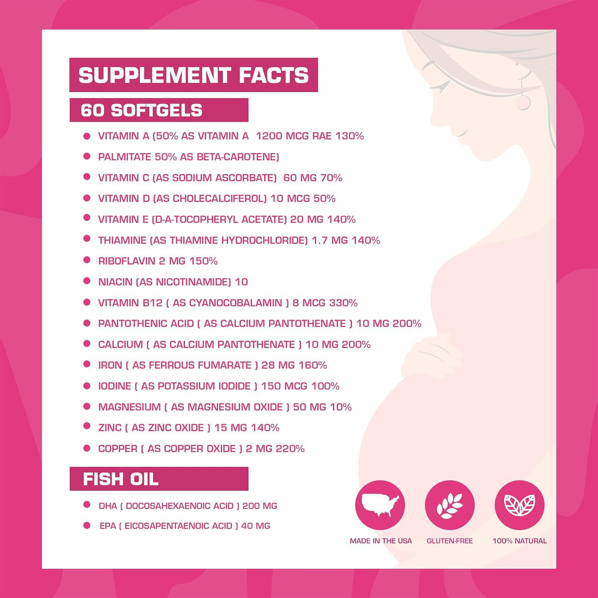 Pregnaforte Once a Day Prenatal Multivitamin with DHA, Folic Acid & Iron – 60 Capsules - görsel 8