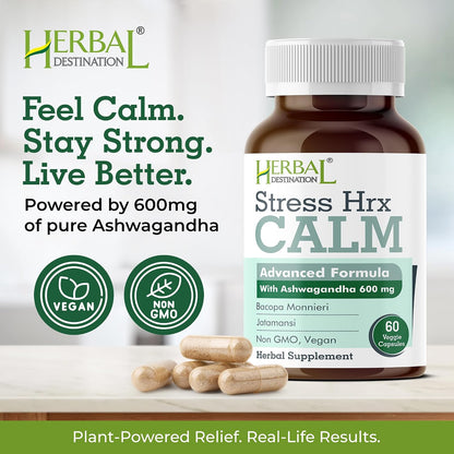 Stress Hrx, Ashwagandha Supplement Capsules, 600 mg, 60 Count