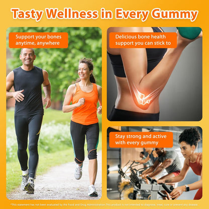Biobor Vitamin D3 K2 Gummies with Calcium, 2000 IU D3 & 200 mcg K2 (MK-7) & 200 mg Calcium, No Added Sugar, Yellow Peach, 60 Count