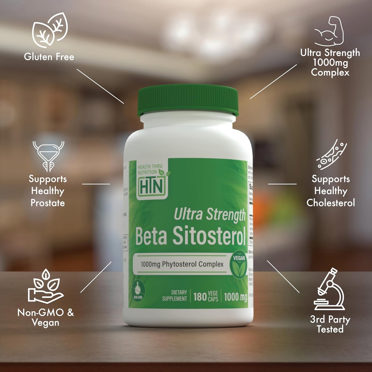 Health Thru Nutrition Ultra Strength Beta Sitosterol | 1,000mg Phytosterols Complex 400mg Beta | Non-GM Vegan (180 Capsules) - görsel 4
