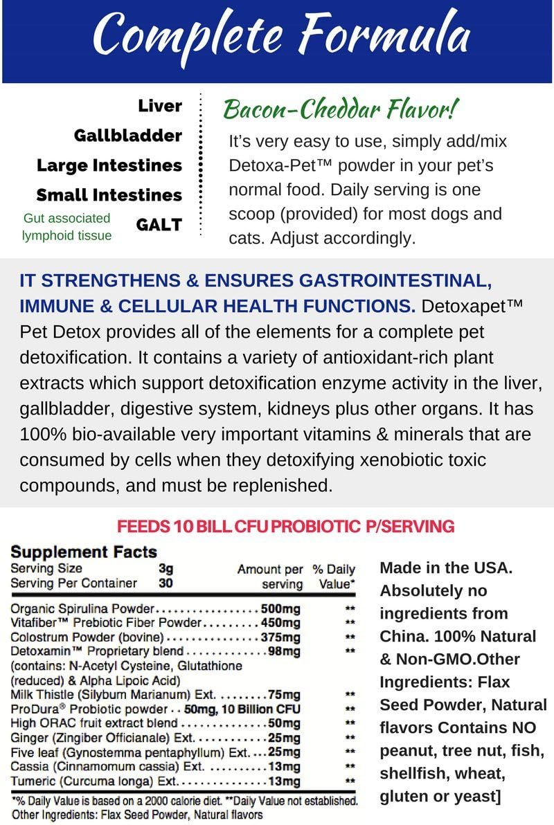 DETOXA-PET Powder - Nutritional Supplement for Dogs & Cats with 10 Billion CFU Probiotics, Enzymes, Herbs, Vitamins, and Minerals - görsel 5