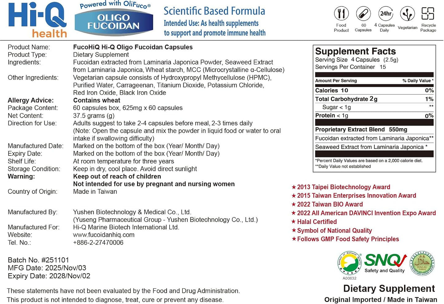 Oligo Fucoidan Capsules ONCOFUCO - Extra Strength Fucoidan Supplement, 60 Vegetarian Capsules - görsel 8