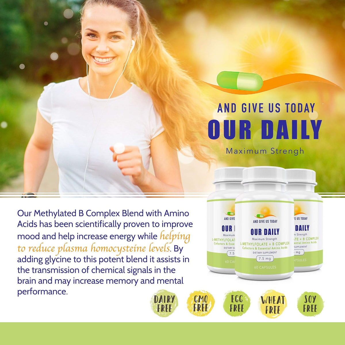 Our Daily Vites L-Methylfolate B Complex - Active Folate, Methylcobalamin, B6, Glycine - 60 Capsules - görsel 4