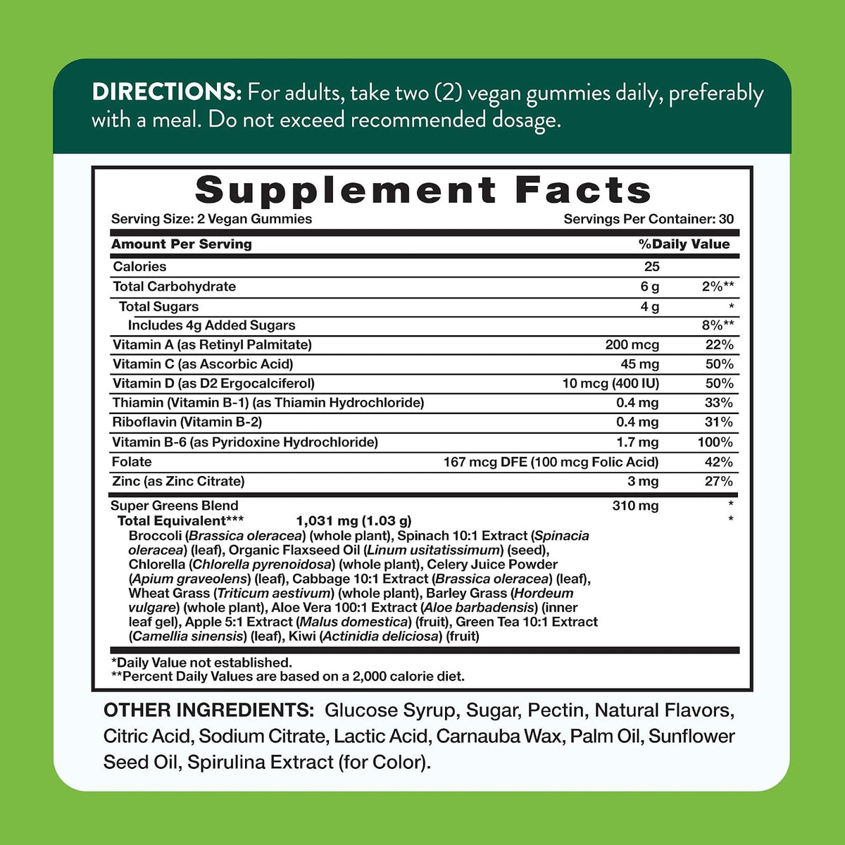 Nature's Truth Super Greens Gummies | 60 Count | Vegan & Non-GMO Supplement | Made with Real Greens | Apple Flavour - görsel 2