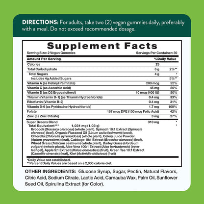 Nature's Truth Super Greens Gummies | 60 Count | Vegan & Non-GMO Supplement | Made with Real Greens | Apple Flavour