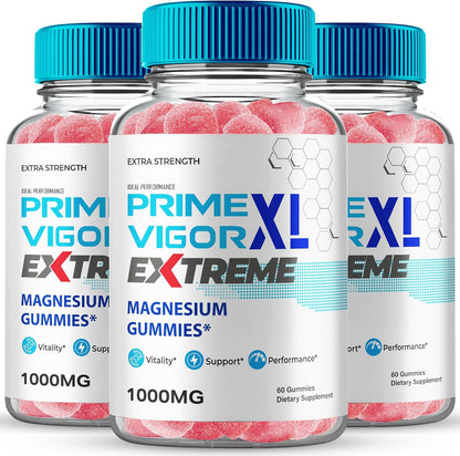 Prime Vigour XL Extreme Gummies - Extra Strength Men's Supplement for Stamina, Endurance & Energy (3-Pack)