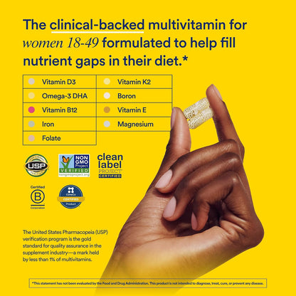 Ritual Women's 18+ Daily Multivitamin – 9 Key Nutrients – 60 Capsules (30 Servings)